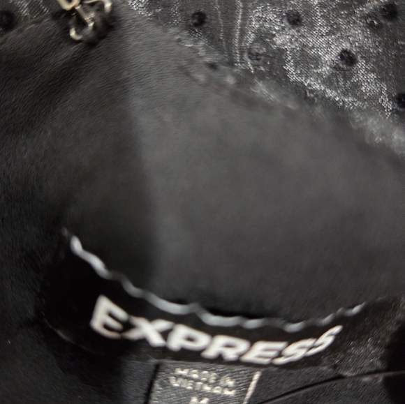 Express Y2K Elegant Black Sheer Polka Dot Women's Top M. - Picture 6 of 15